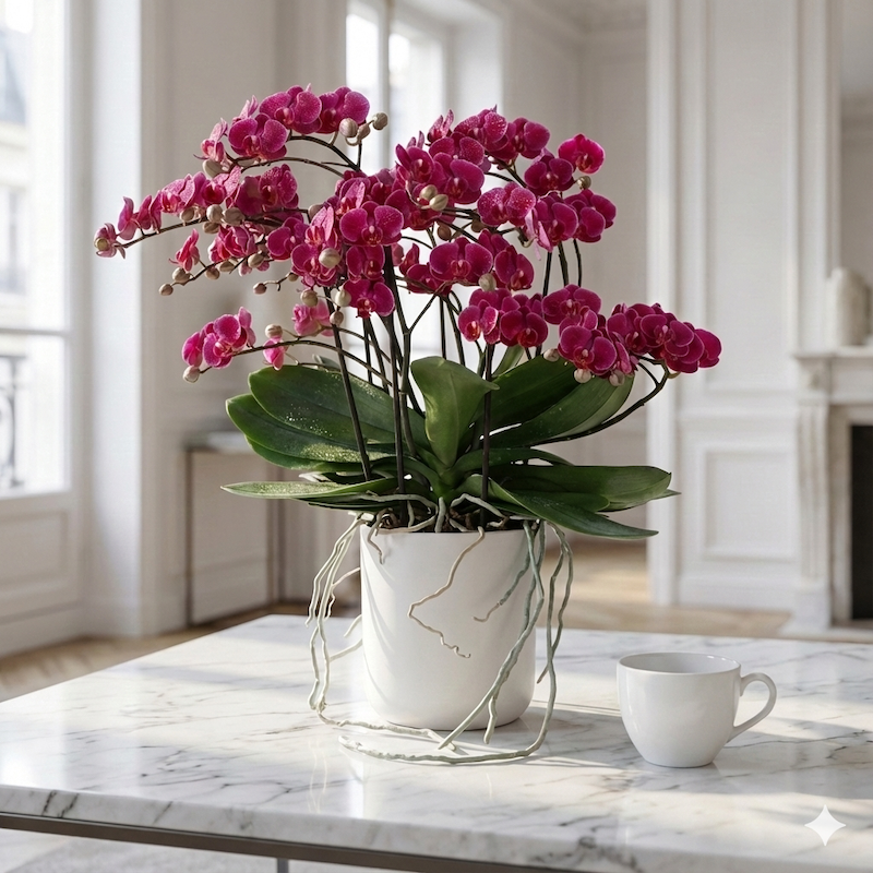 Orchidée avec tasse (élément d'échelle)